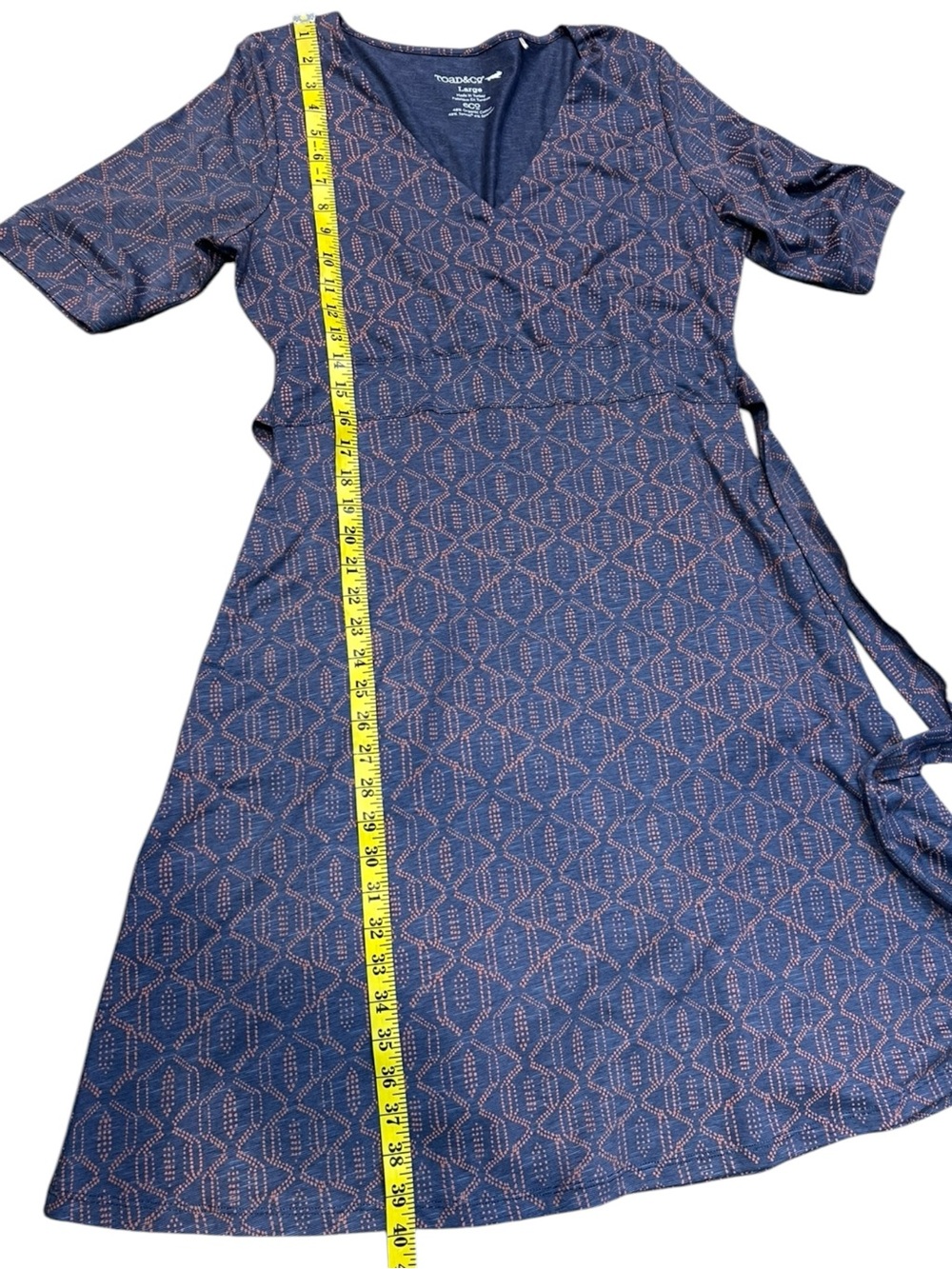 Toad & Co Women’s Cue Wrap Cafe Dress Large Pockets Organic Tencel Cotton - Picture 14 of 14